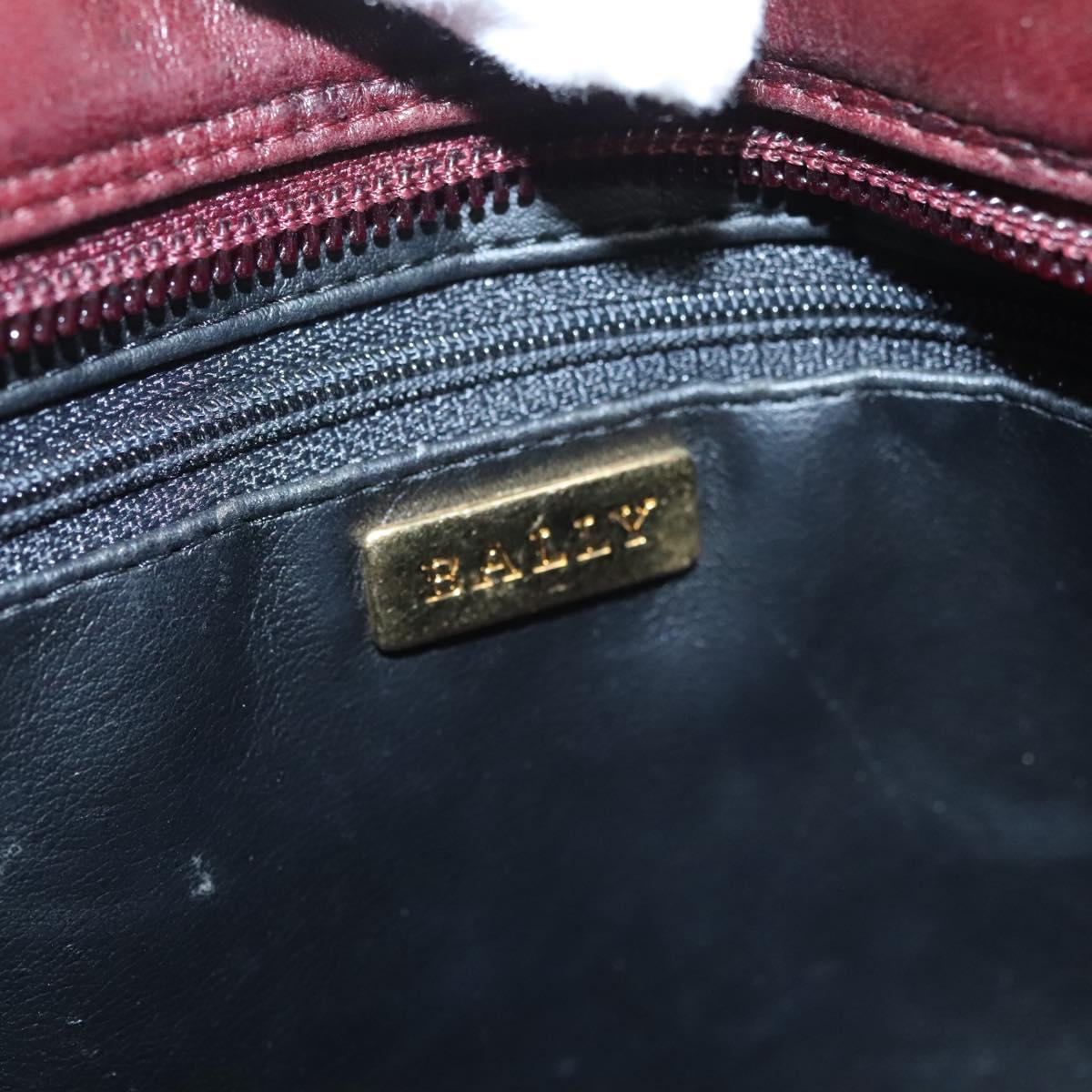 BALLY Quilted Chain Shoulder Bag Leather Brown Gold Auth BA2645