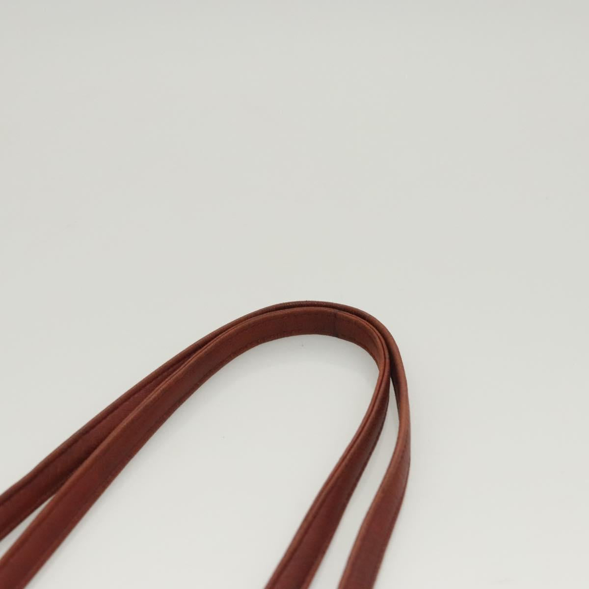 BALLY Quilted Chain Shoulder Bag Leather Brown Gold Auth BA2645