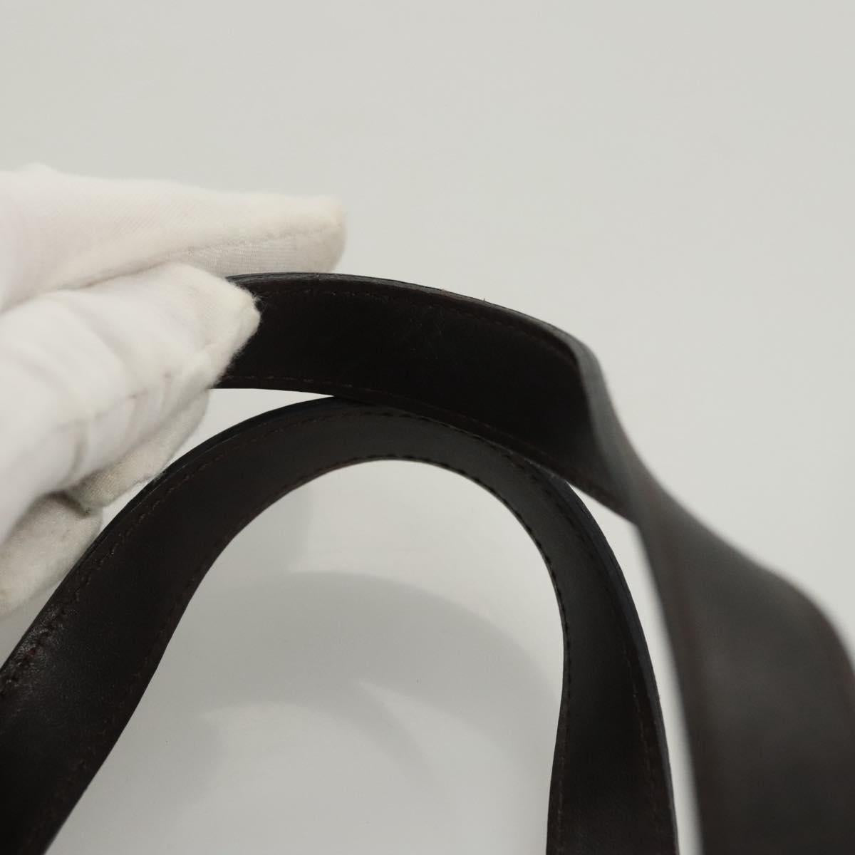 BALLY Hand Bag Leather Brown Gold Auth BA2646