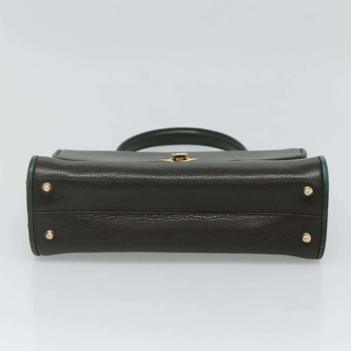 BALLY Hand Bag Leather 2way Khaki Gold Auth BA2648