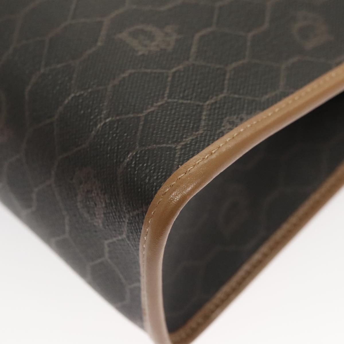 Christian Dior Honeycomb Canvas Clutch Bag PVC Black Auth BA2650
