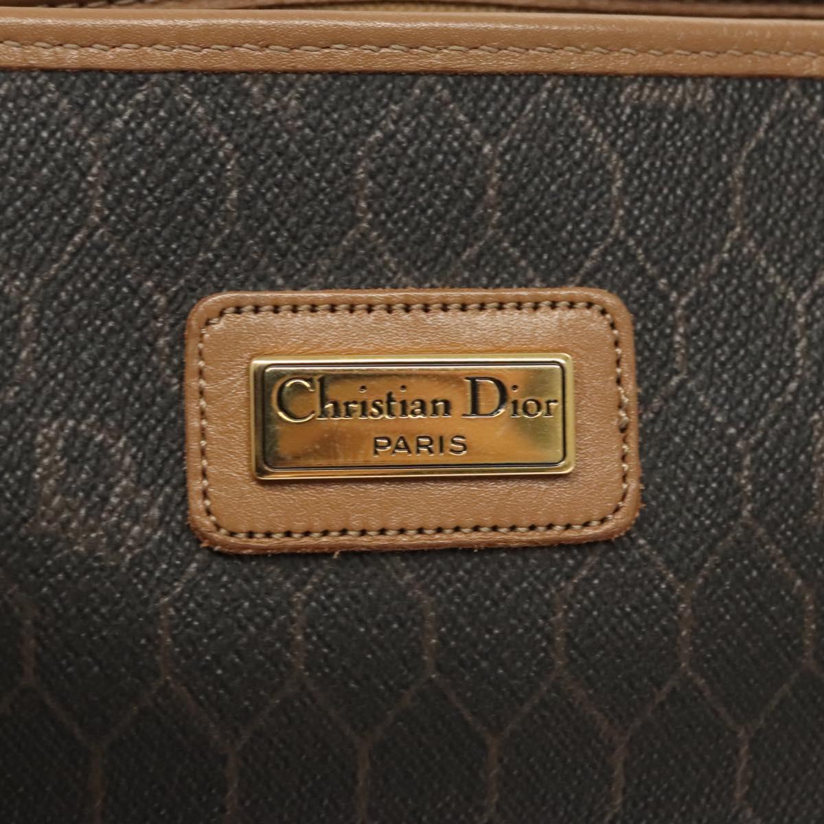 Christian Dior Honeycomb Canvas Clutch Bag PVC Black Auth BA2650