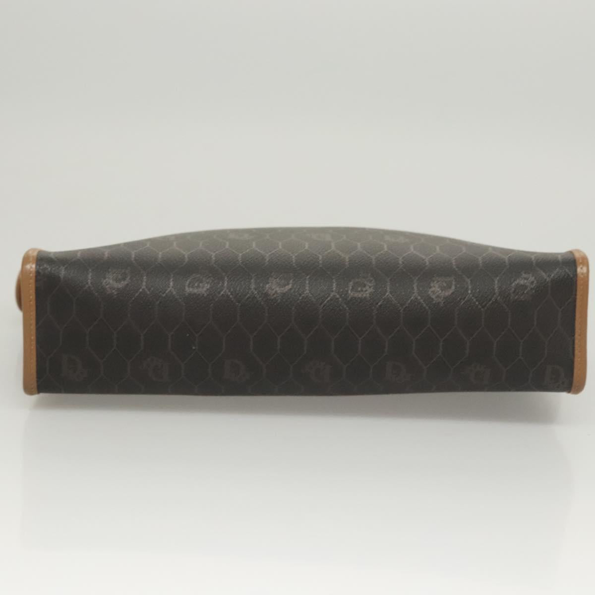 Christian Dior Honeycomb Canvas Clutch Bag PVC Black Auth BA2650