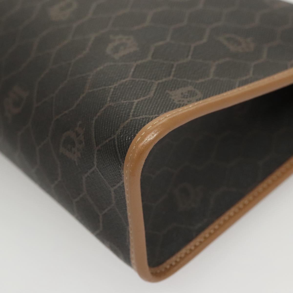 Christian Dior Honeycomb Canvas Clutch Bag PVC Black Auth BA2650