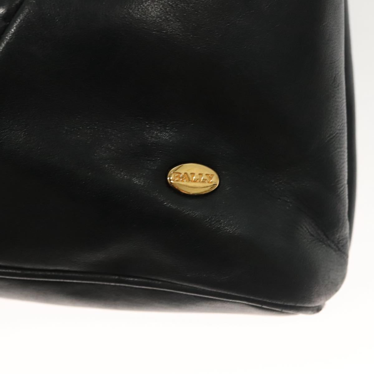 BALLY Quilted Chain Shoulder Bag Leather Navy Gold Auth BA2658