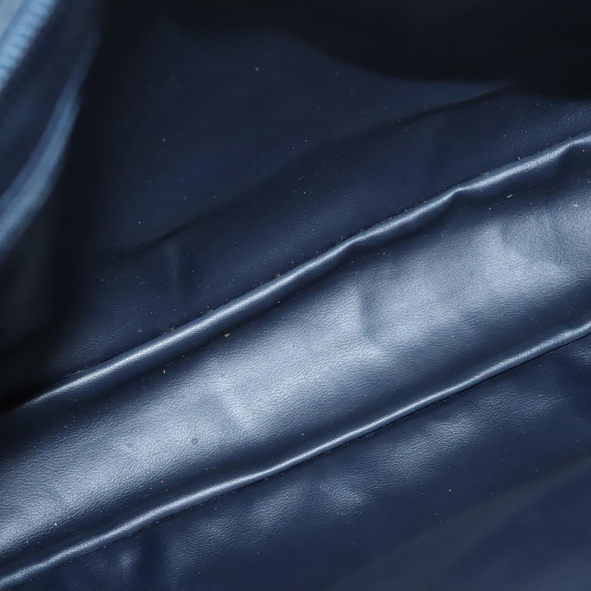 BALLY Quilted Chain Shoulder Bag Leather Navy Gold Auth BA2658