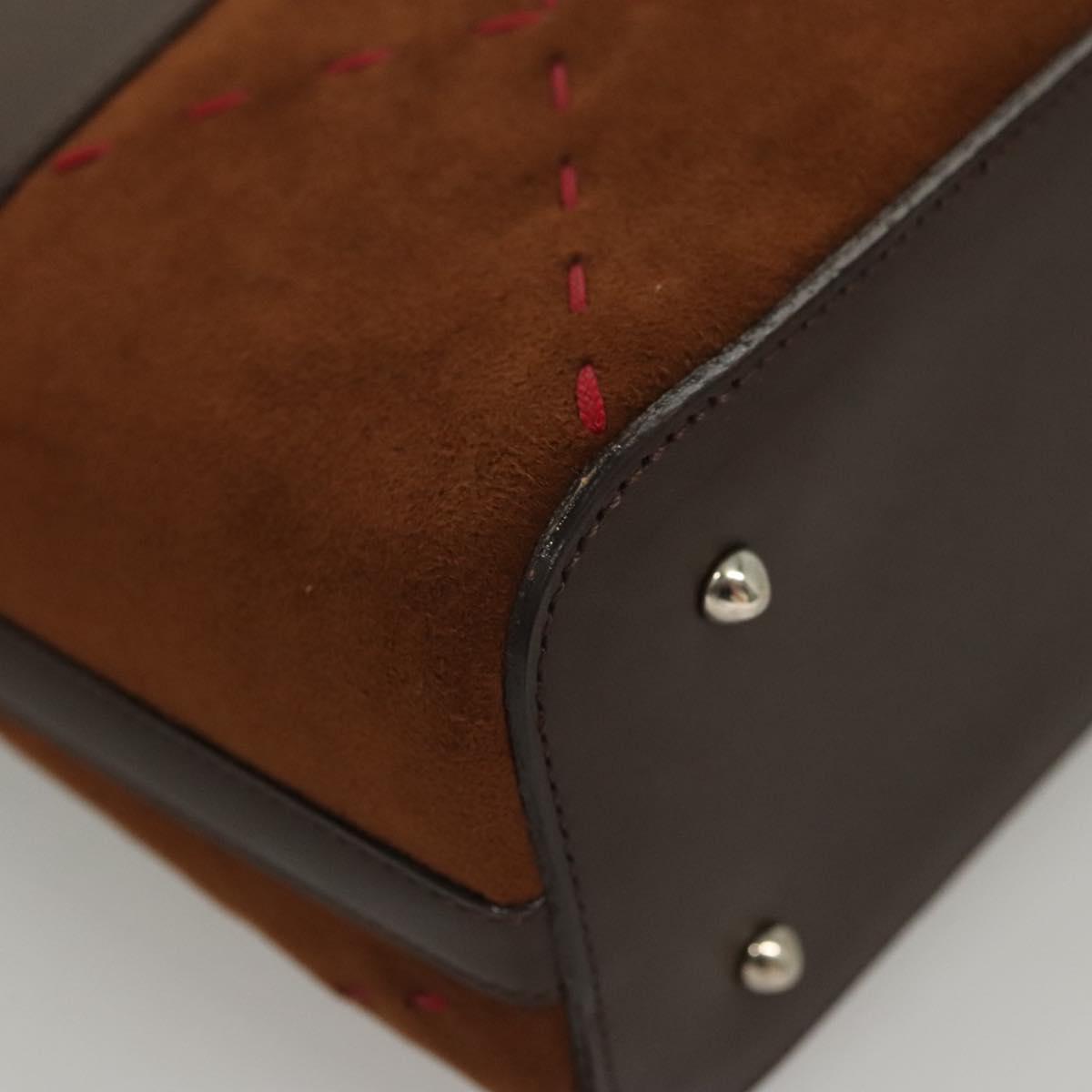 BURBERRY Hand Bag Suede Leather Brown Auth BA2670