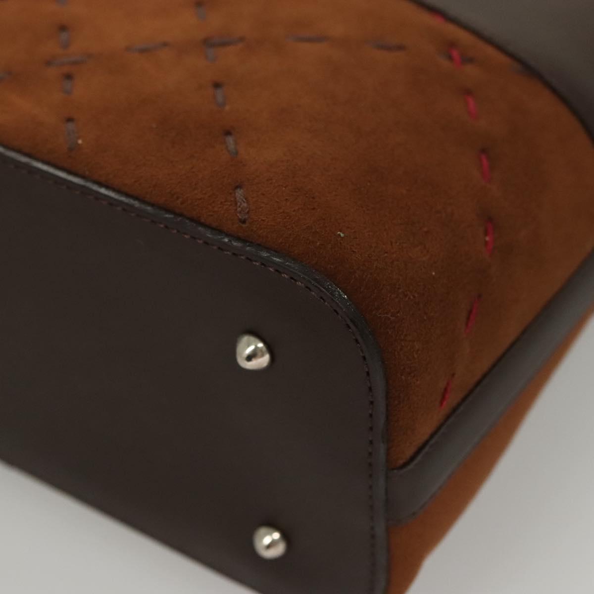 BURBERRY Hand Bag Suede Leather Brown Auth BA2670