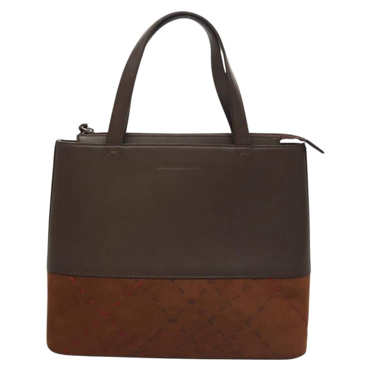 BURBERRY Hand Bag Suede Leather Brown Auth BA2670