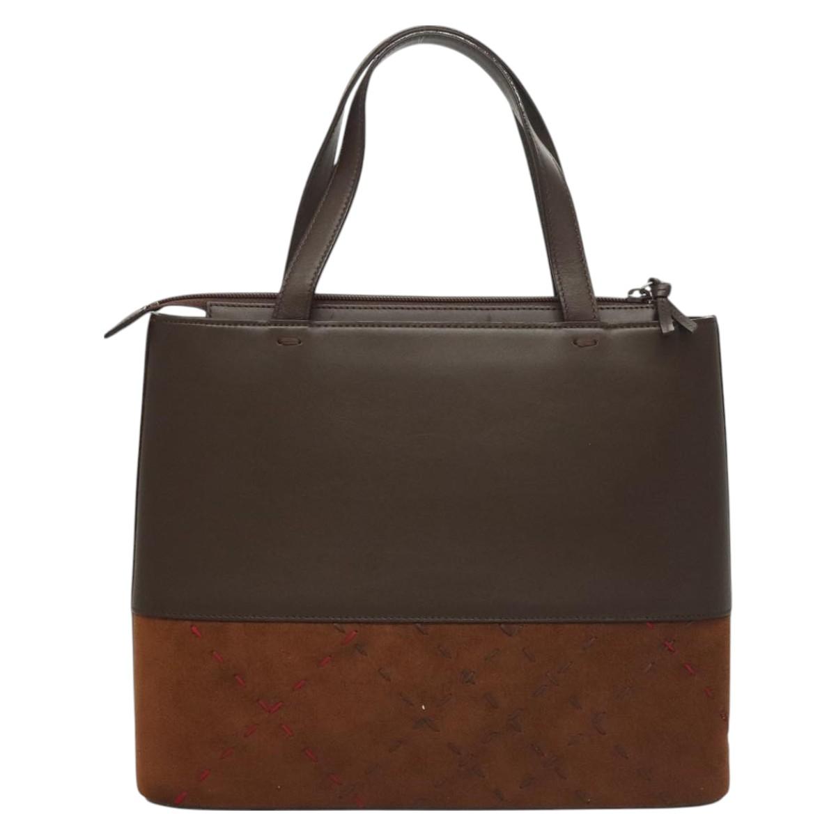 BURBERRY Hand Bag Suede Leather Brown Auth BA2670
