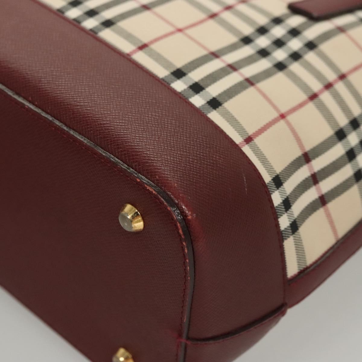 BURBERRY Nova Check Hand Bag Canvas Beige Gold Auth BA2673