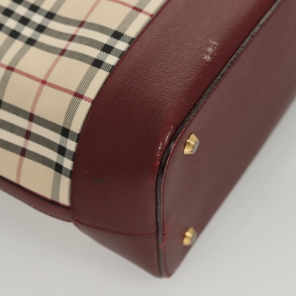 BURBERRY Nova Check Hand Bag Canvas Beige Gold Auth BA2673