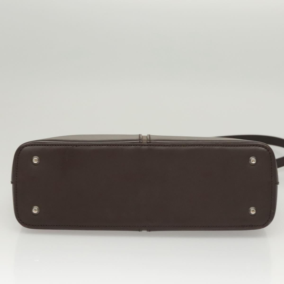 BURBERRY Shoulder Bag Leather Brown Silver Auth BA2674