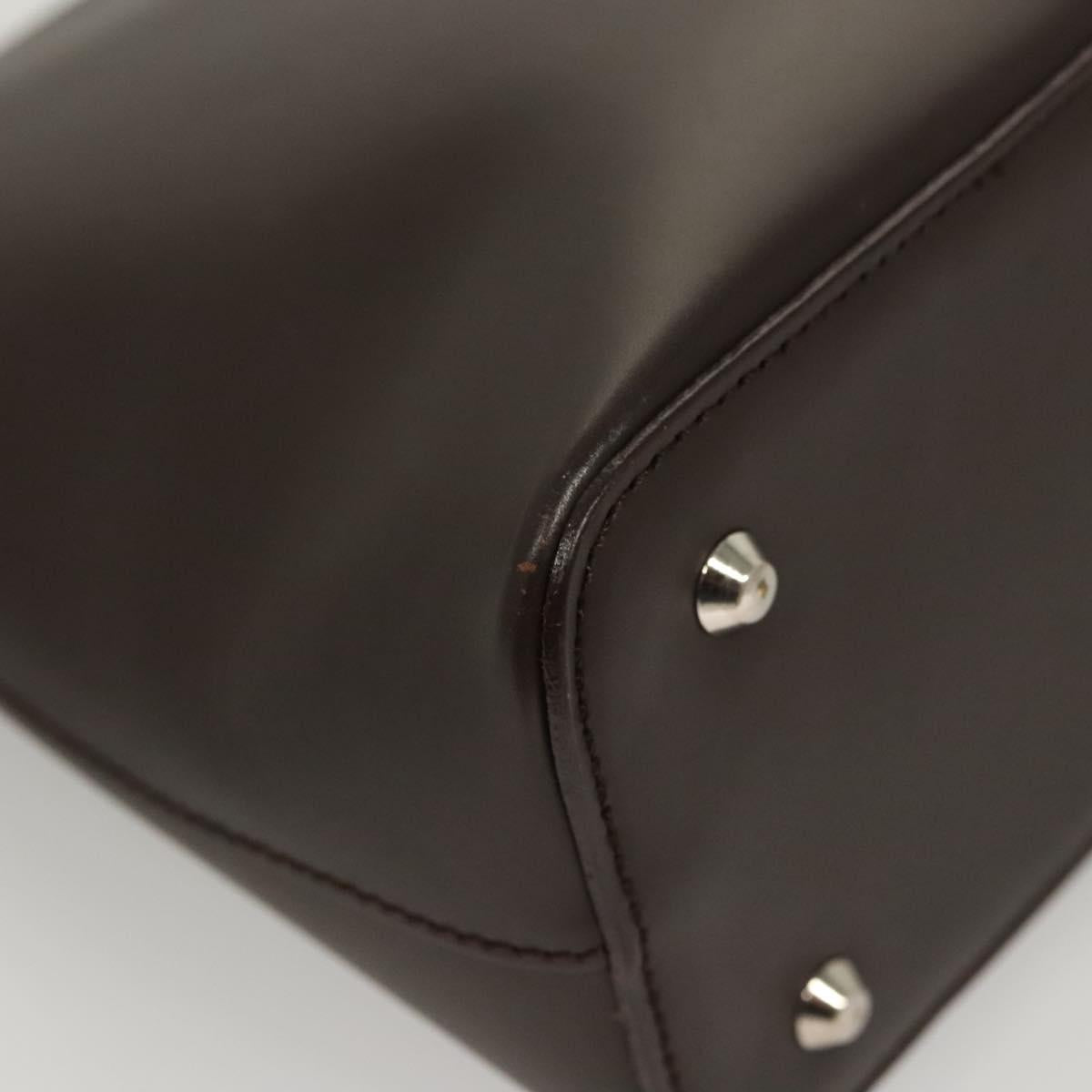 BURBERRY Shoulder Bag Leather Brown Silver Auth BA2674