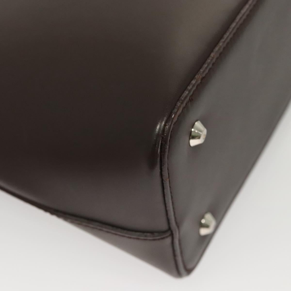BURBERRY Shoulder Bag Leather Brown Silver Auth BA2674