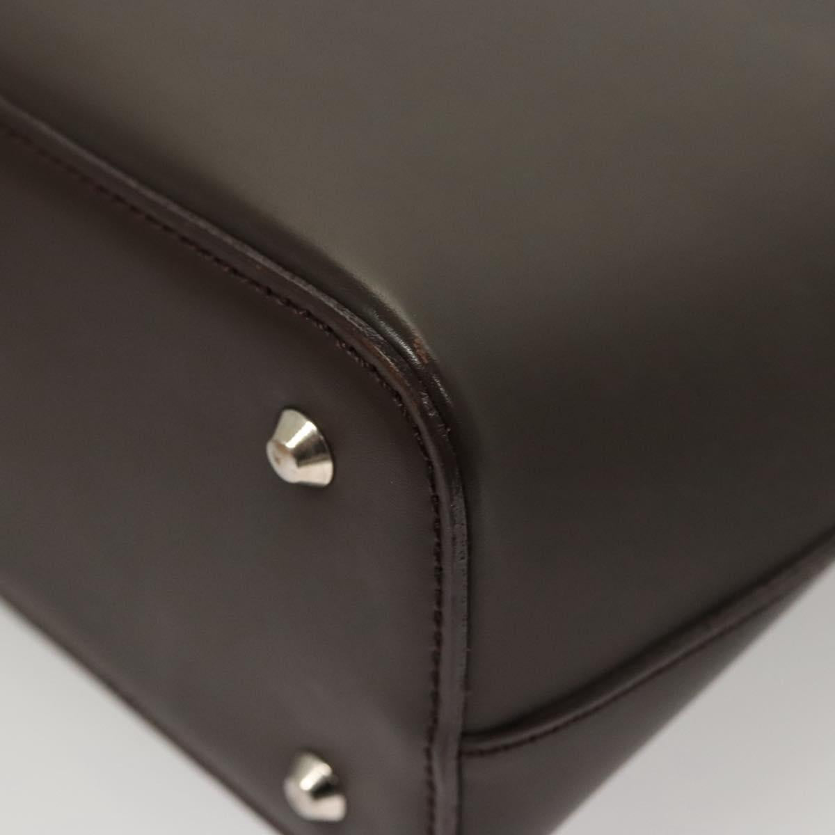 BURBERRY Shoulder Bag Leather Brown Silver Auth BA2674