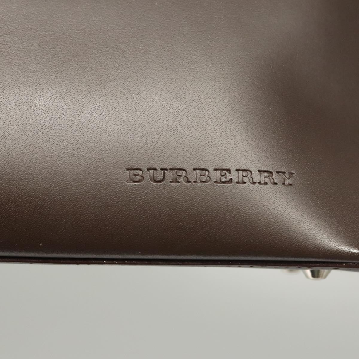 BURBERRY Shoulder Bag Leather Brown Silver Auth BA2674