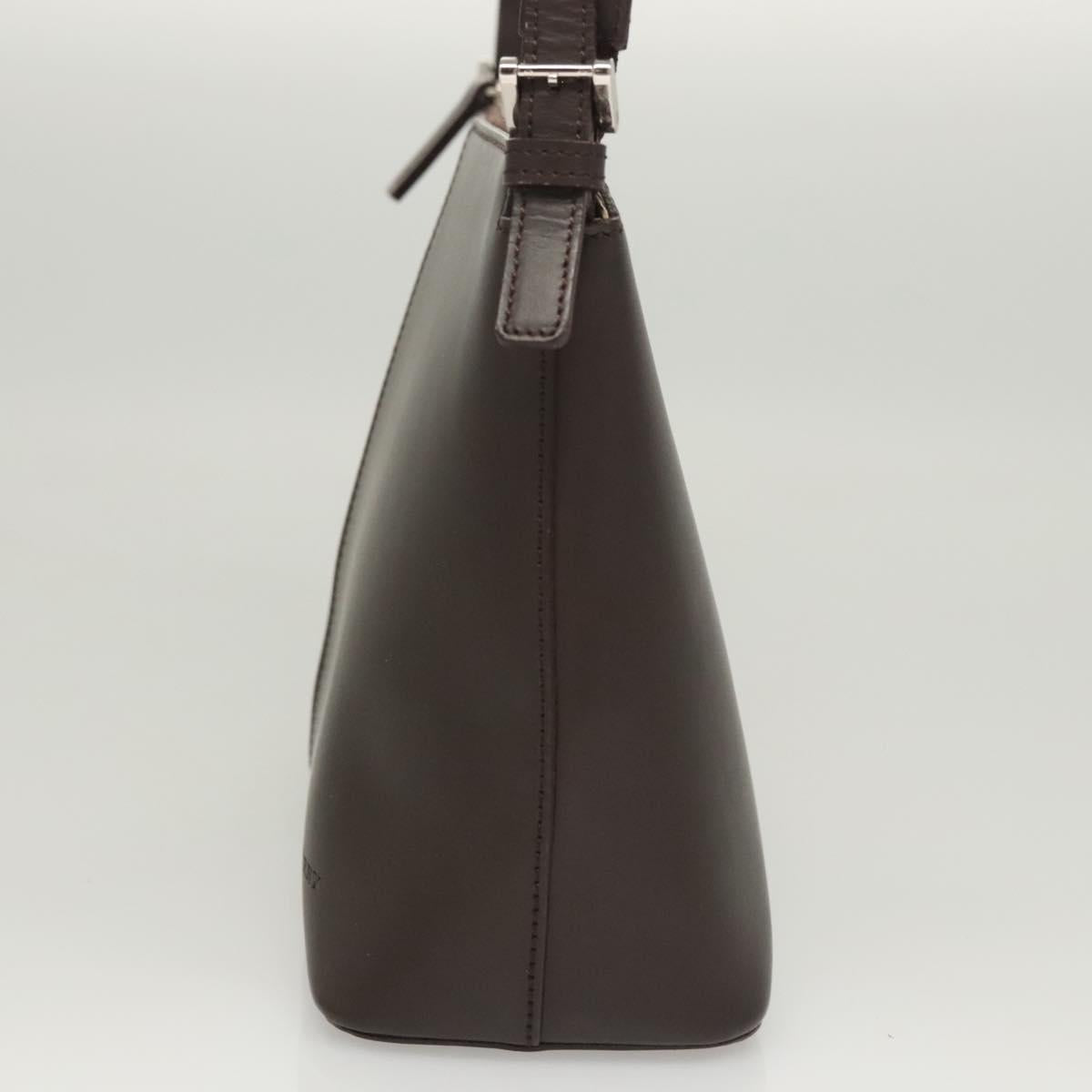 BURBERRY Shoulder Bag Leather Brown Silver Auth BA2674