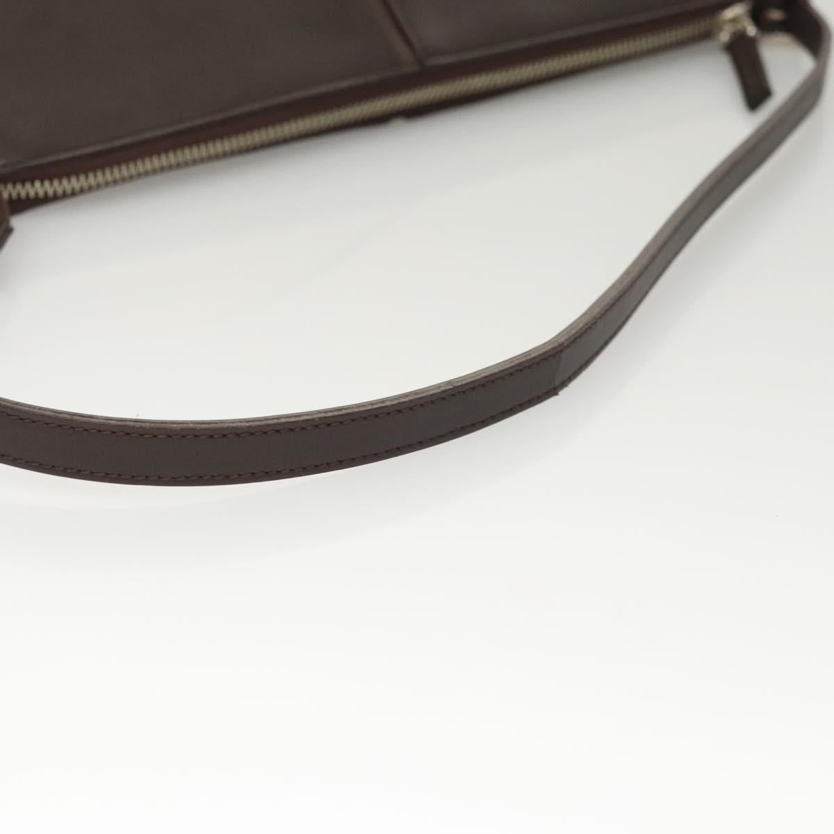 BURBERRY Shoulder Bag Leather Brown Silver Auth BA2674