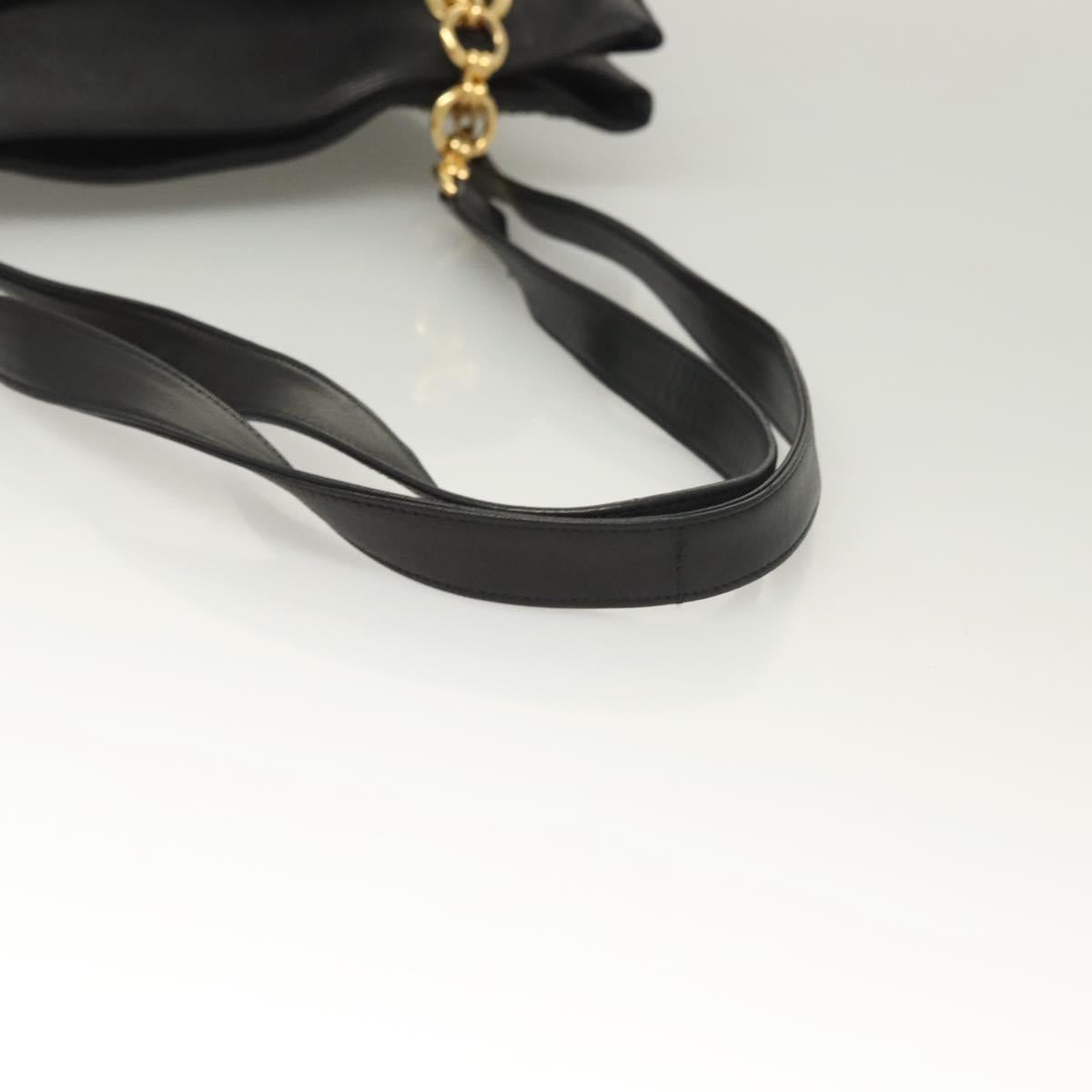 BALLY Quilted Tote Bag Leather Black Gold Auth BA2680