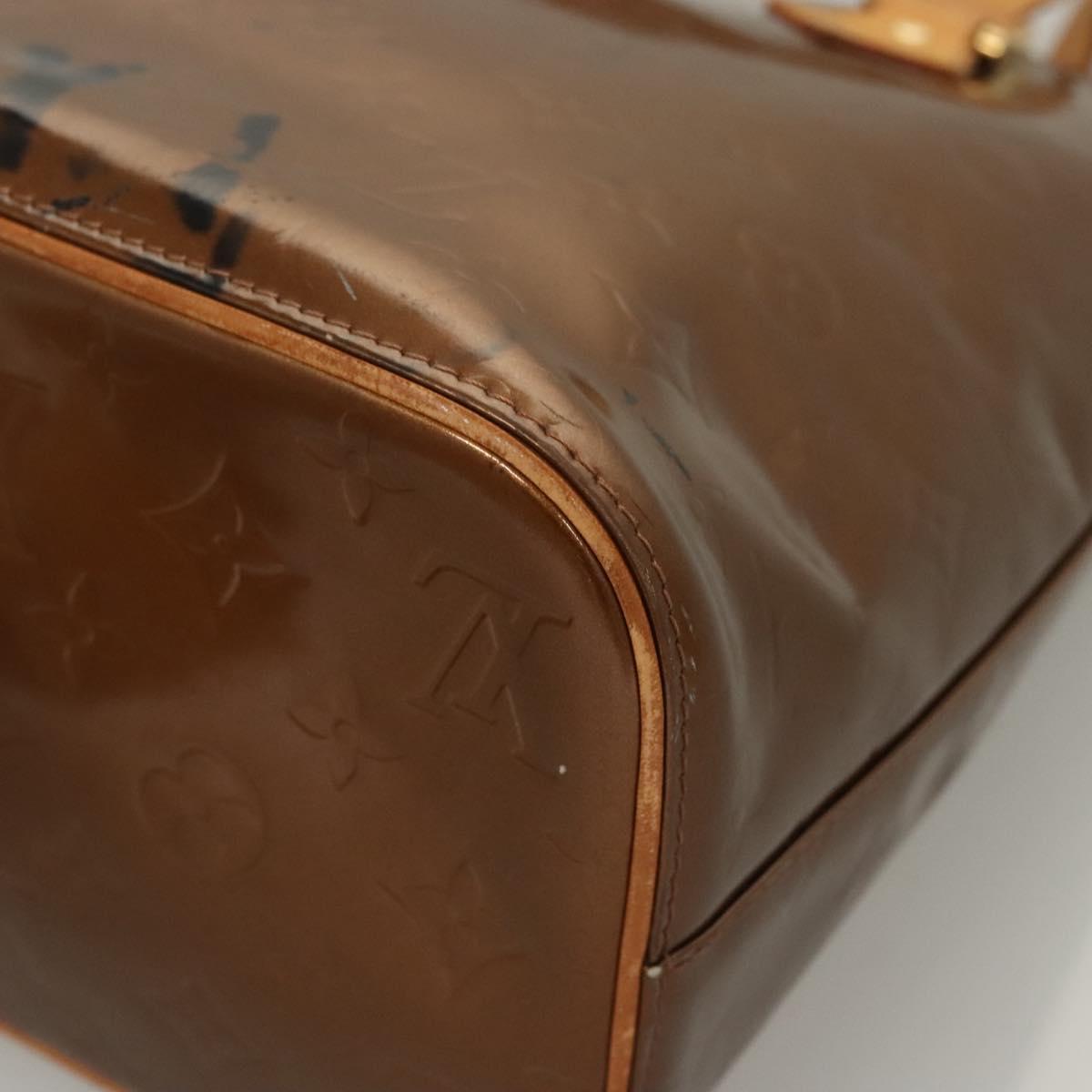 LOUIS VUITTON Monogram Vernis Houston Hand Bag Bronze M91122 LV Auth BA2687