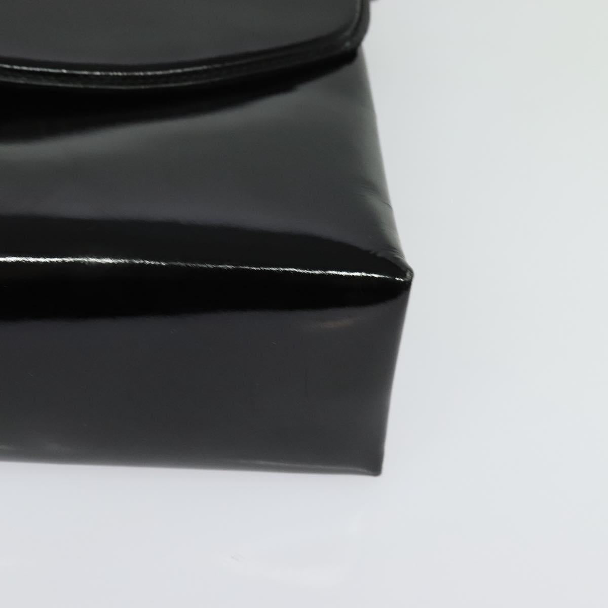 GUCCI Chain Shoulder Bag Patent leather Black Gold Auth BA2705