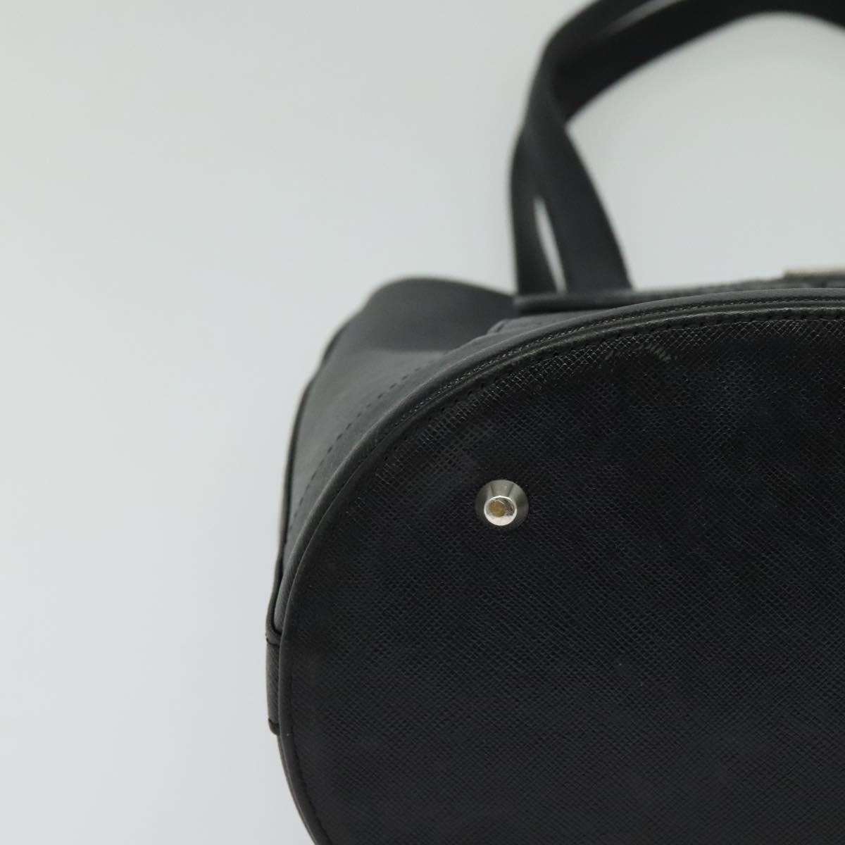 BURBERRY Tote Bag Leather Black Silver Auth BA2708