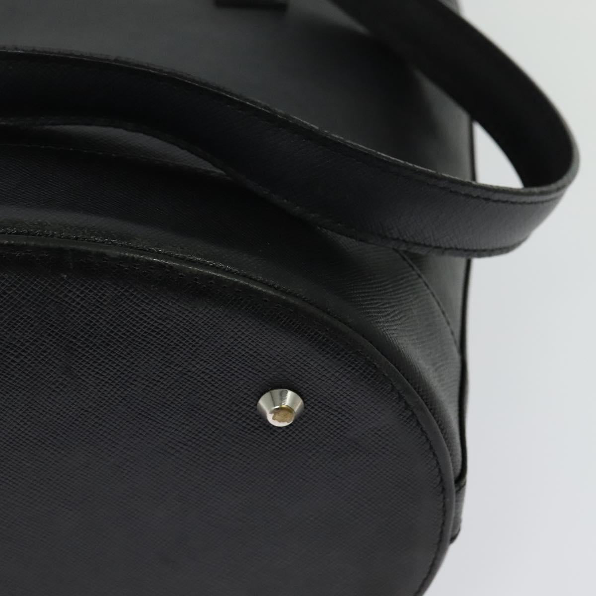 BURBERRY Tote Bag Leather Black Silver Auth BA2708