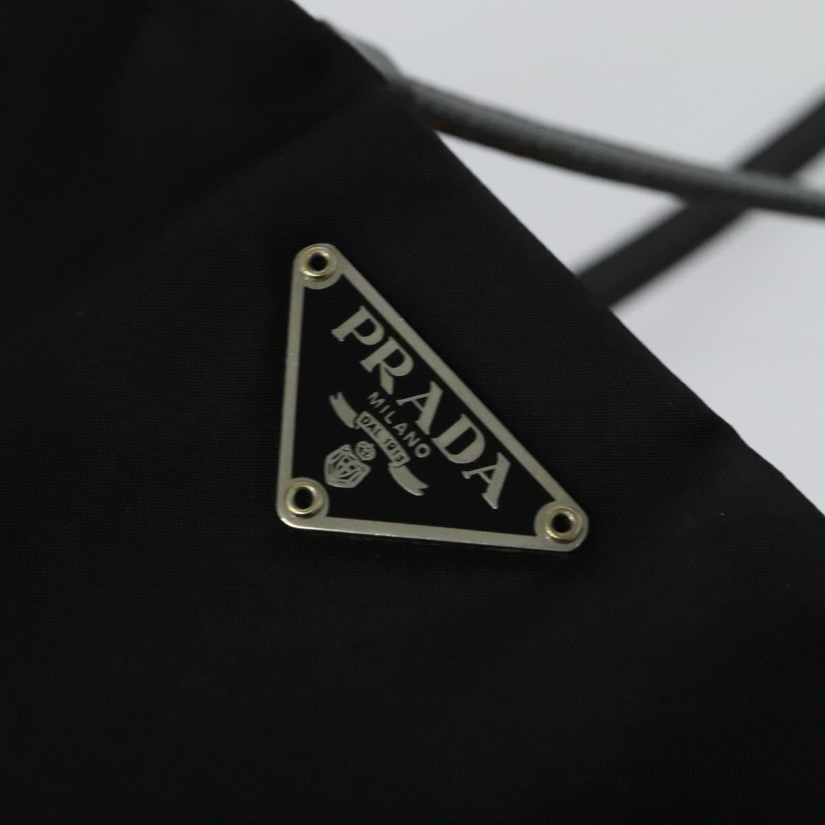 PRADA Tote Bag Nylon Black Silver Auth BA2711