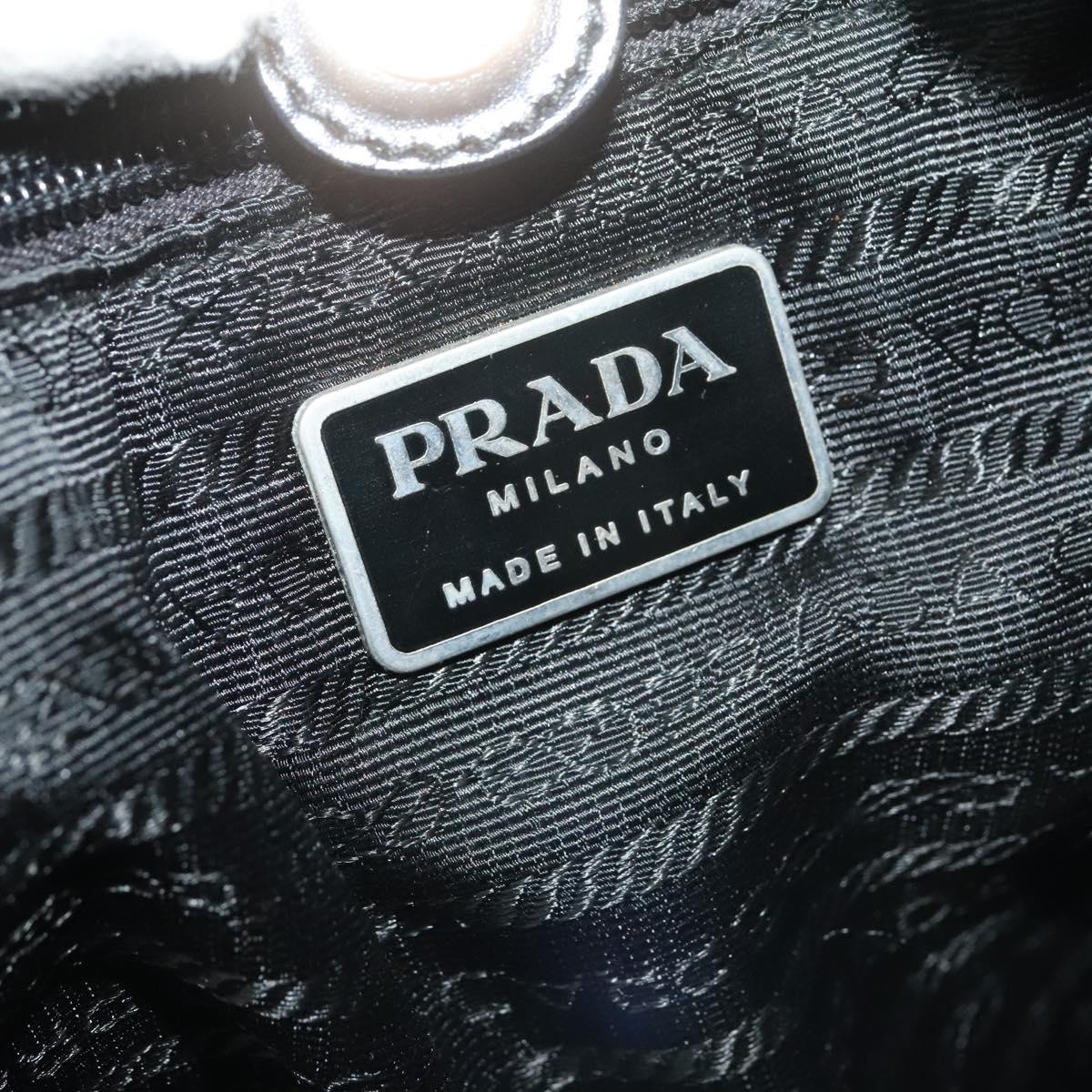 PRADA Tote Bag Nylon Black Silver Auth BA2711