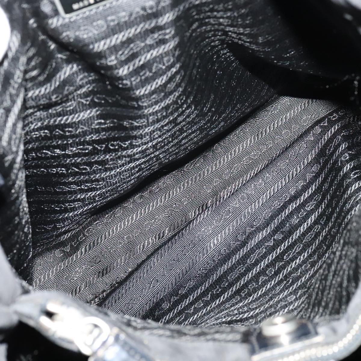 PRADA Tote Bag Nylon Black Silver Auth BA2711
