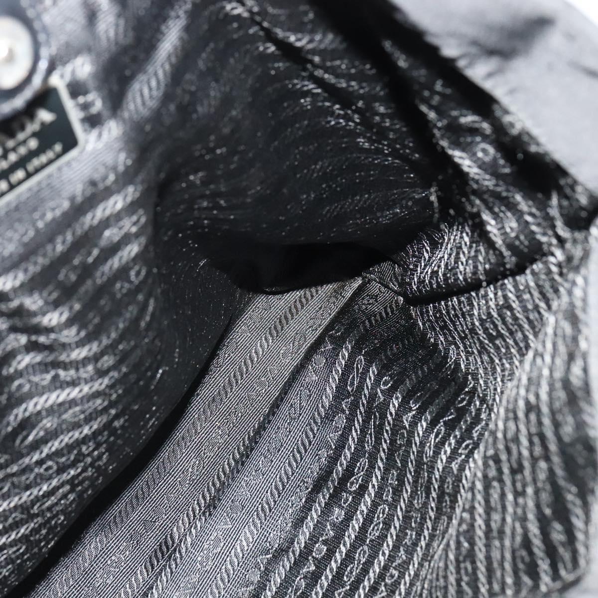 PRADA Tote Bag Nylon Black Silver Auth BA2711