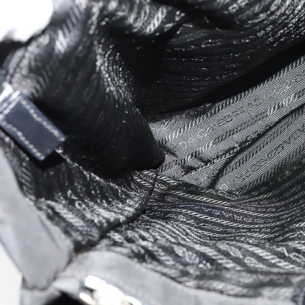 PRADA Tote Bag Nylon Black Silver Auth BA2711