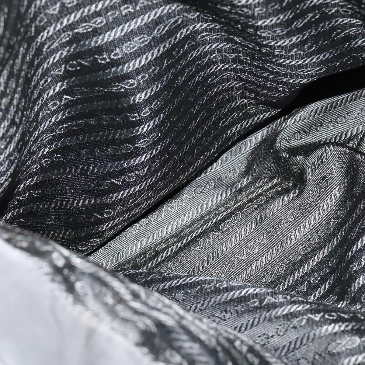 PRADA Tote Bag Nylon Black Silver Auth BA2711