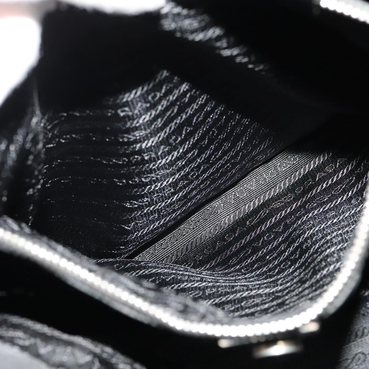 PRADA Tote Bag Nylon Black Silver Auth BA2711