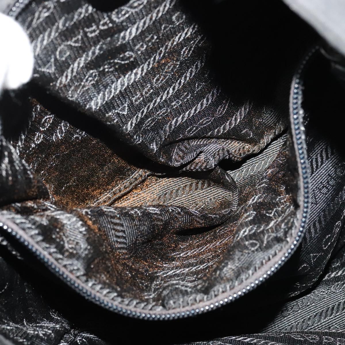 PRADA Tote Bag Nylon Black Silver Auth BA2711