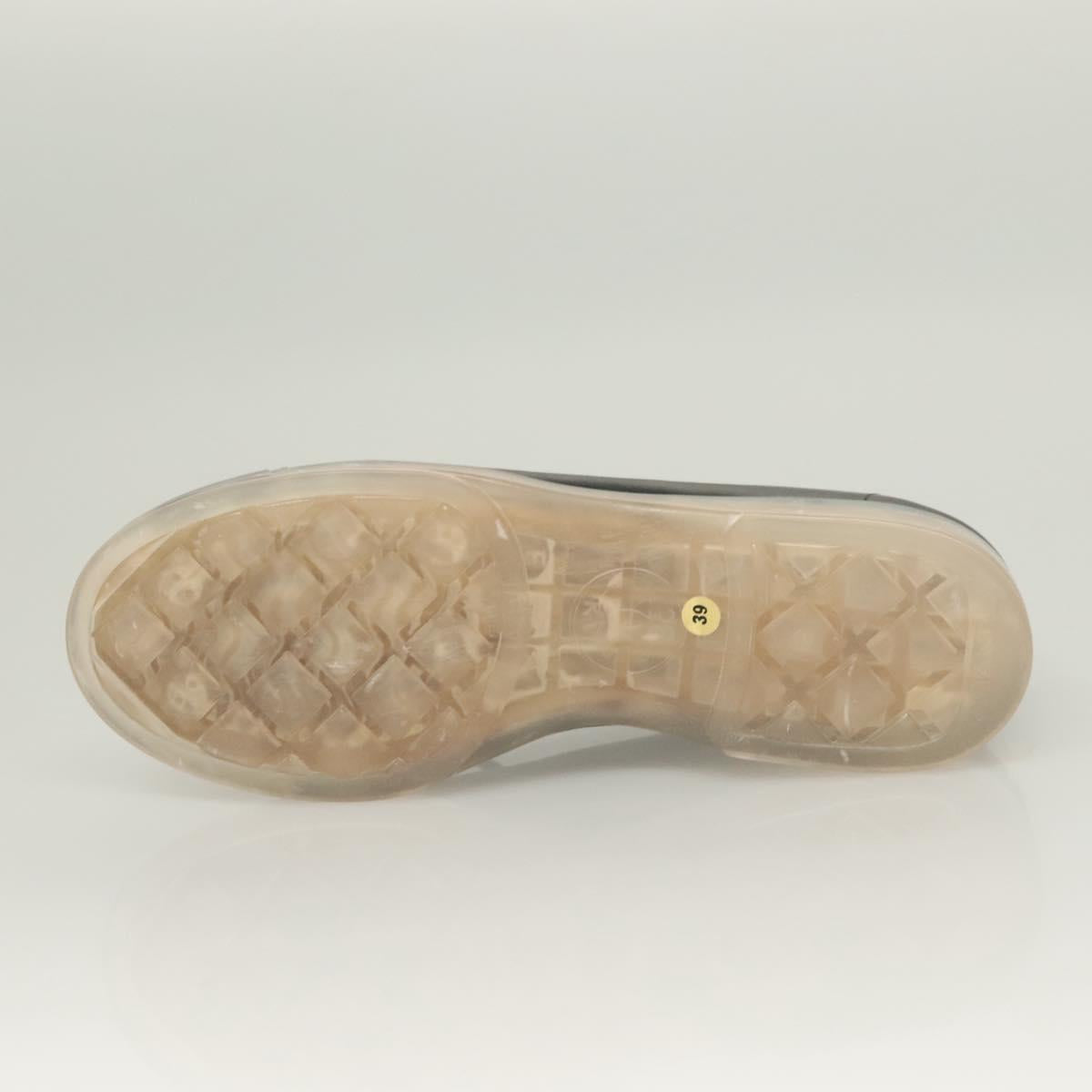 CHANEL Sneakers Lamb Skin 39 Black CC Auth BA2712