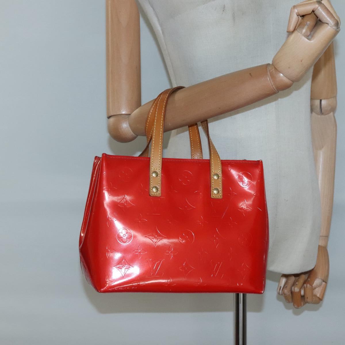 LOUIS VUITTON Monogram Vernis Reade PM Hand Bag Red Rouge M91088 LV Auth BA2716