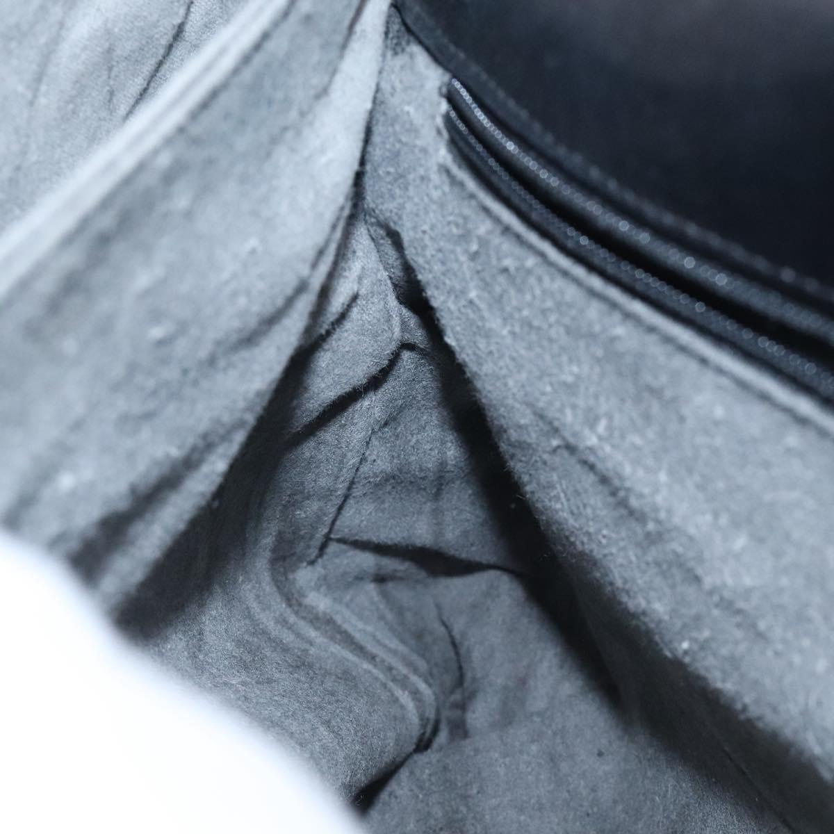 BALLY Quilted Hand Bag Leather Black Gold Auth BA2725