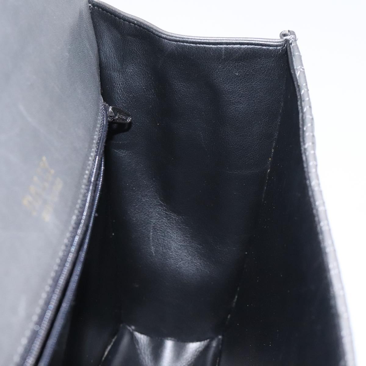 BALLY Quilted Hand Bag Leather Gray Gold Auth BA2727