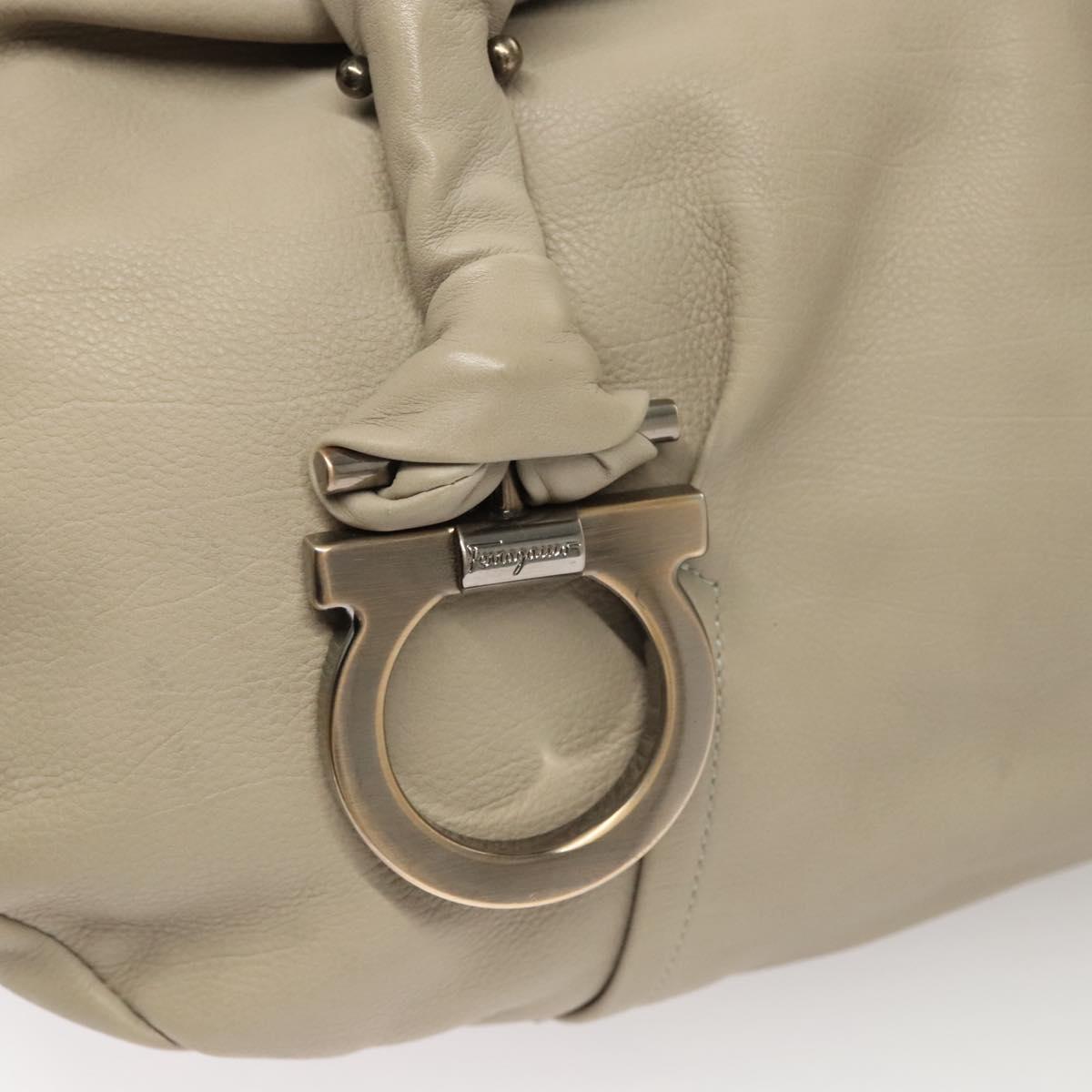 Salvatore Ferragamo Gancini Shoulder Bag Leather Beige Auth BA2736
