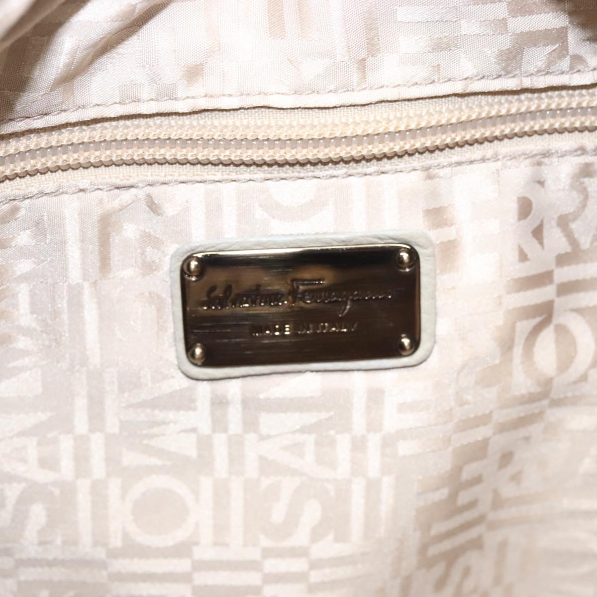 Salvatore Ferragamo Gancini Shoulder Bag Leather Beige Auth BA2736