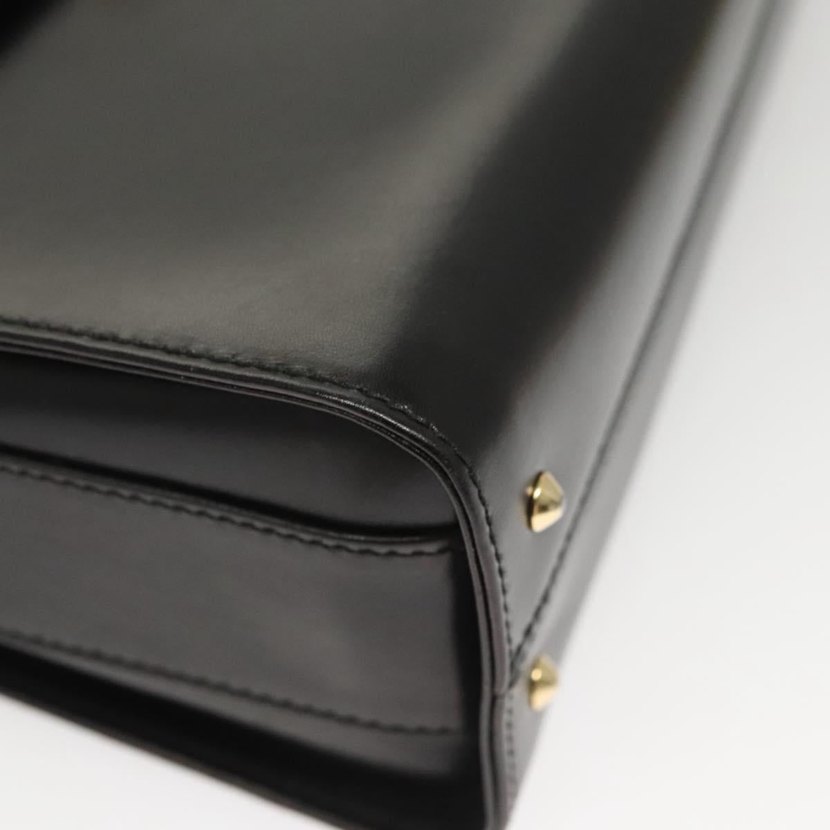 BALLY Shoulder Bag Leather Black Gold Auth BA2748