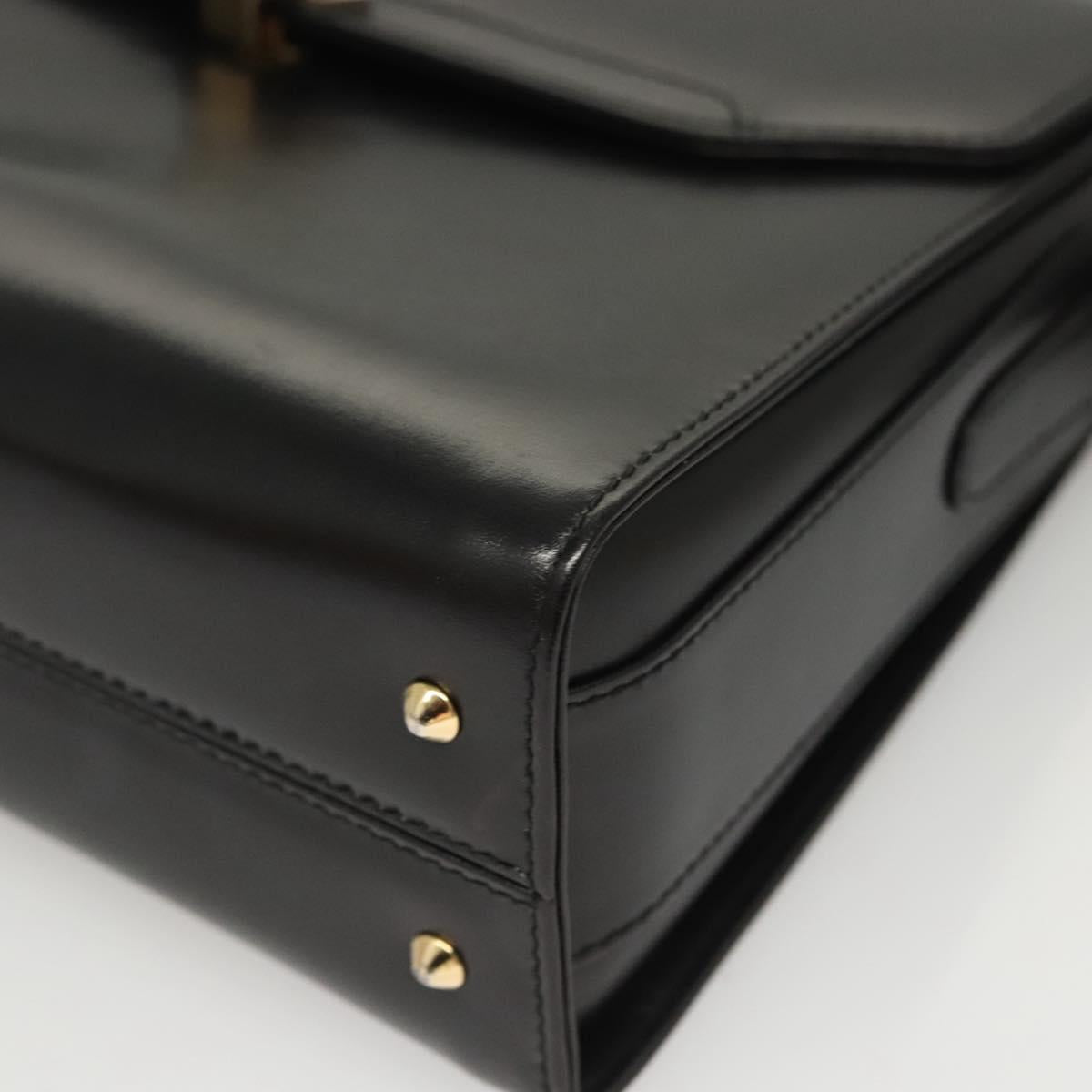 BALLY Shoulder Bag Leather Black Gold Auth BA2748