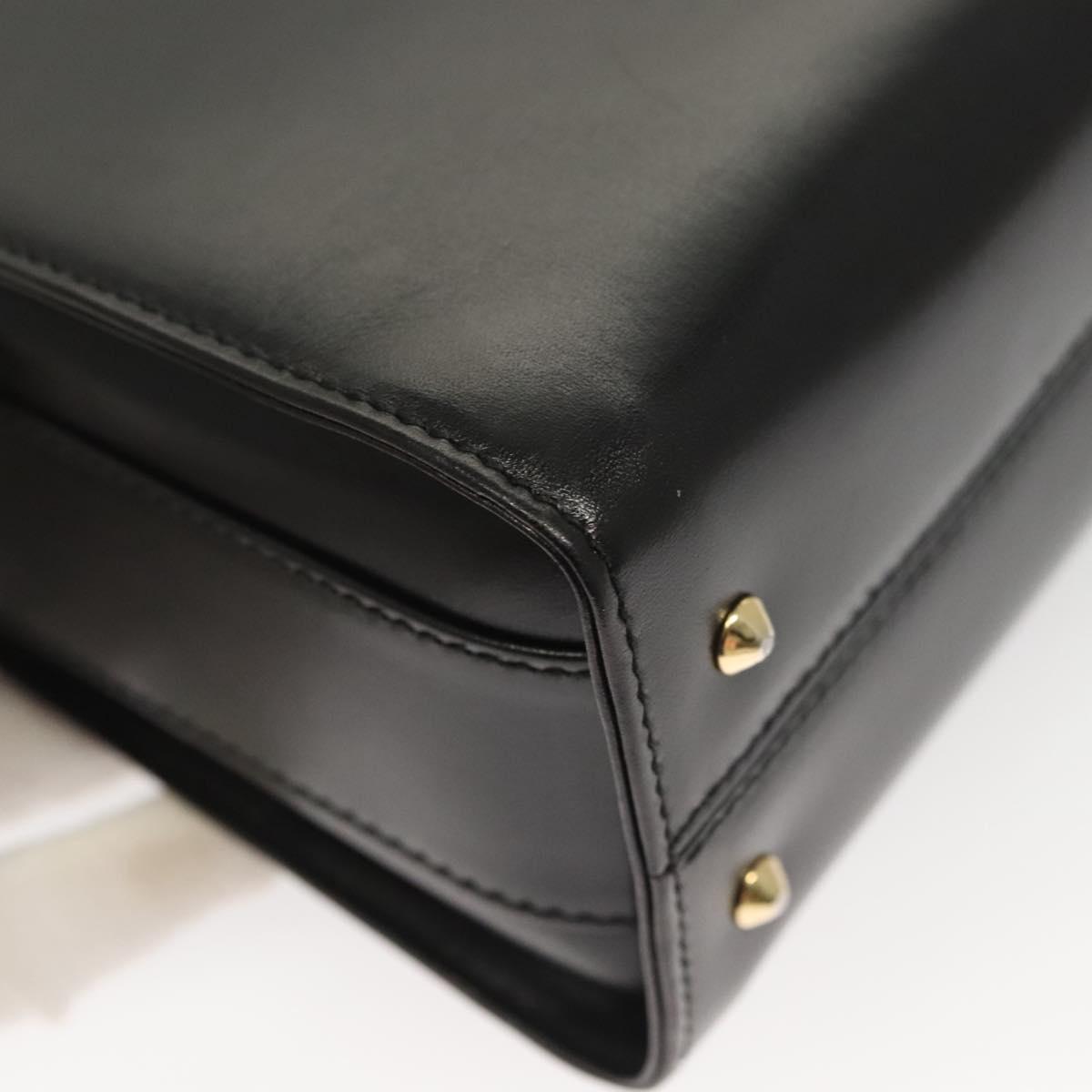 BALLY Shoulder Bag Leather Black Gold Auth BA2748