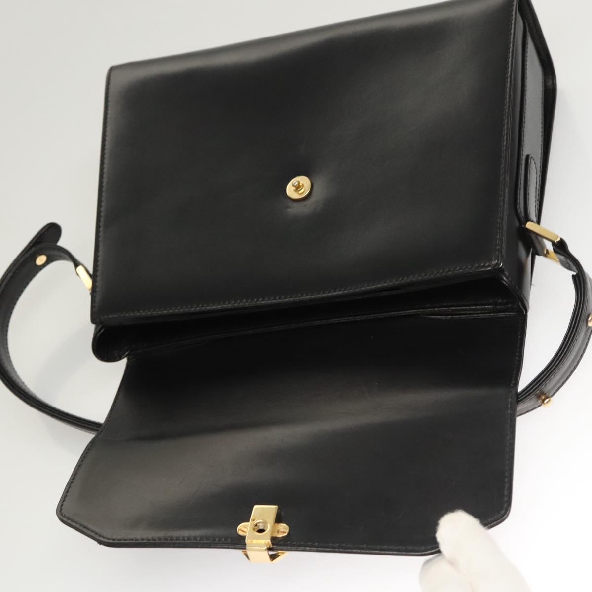 BALLY Shoulder Bag Leather Black Gold Auth BA2748