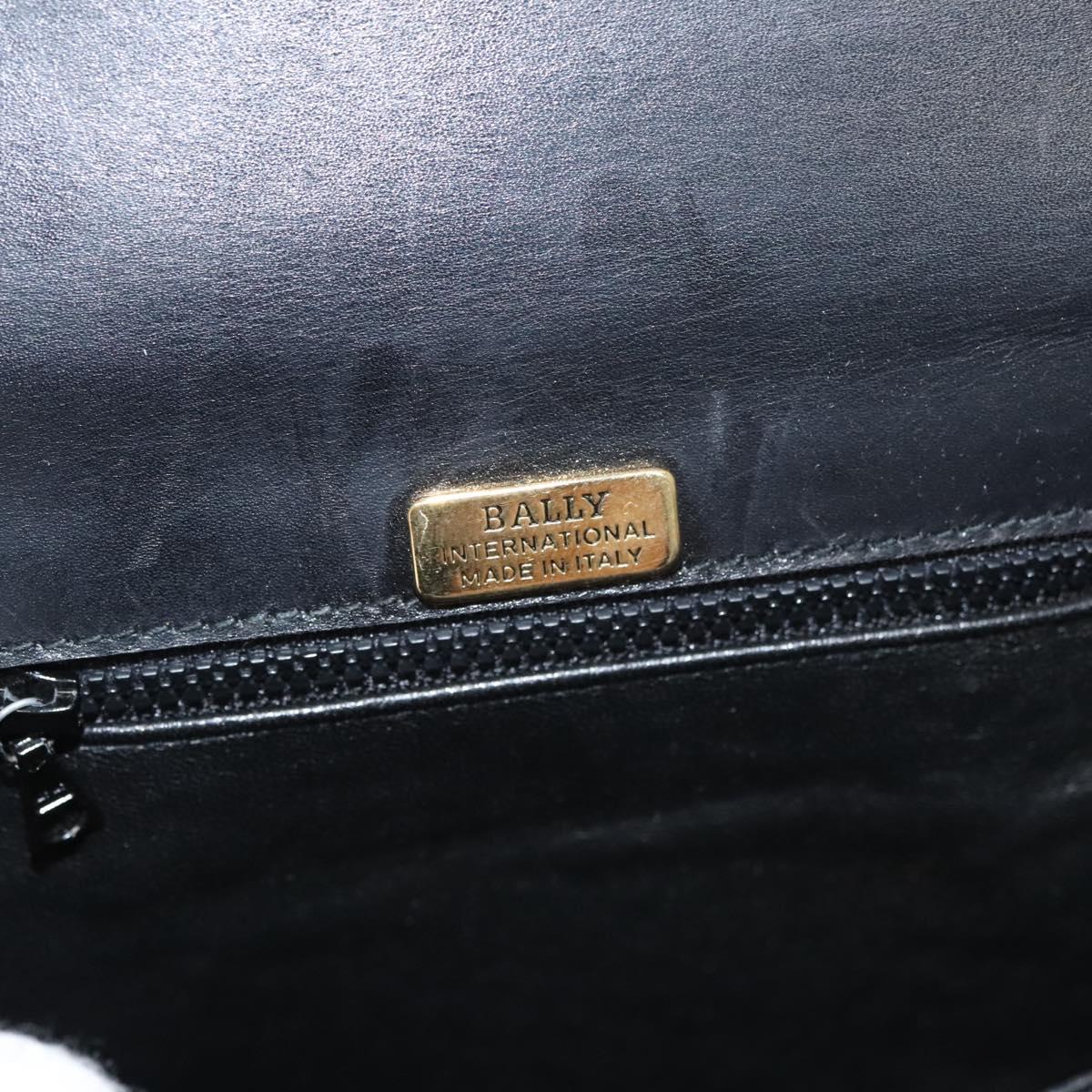 BALLY Shoulder Bag Leather Black Gold Auth BA2748