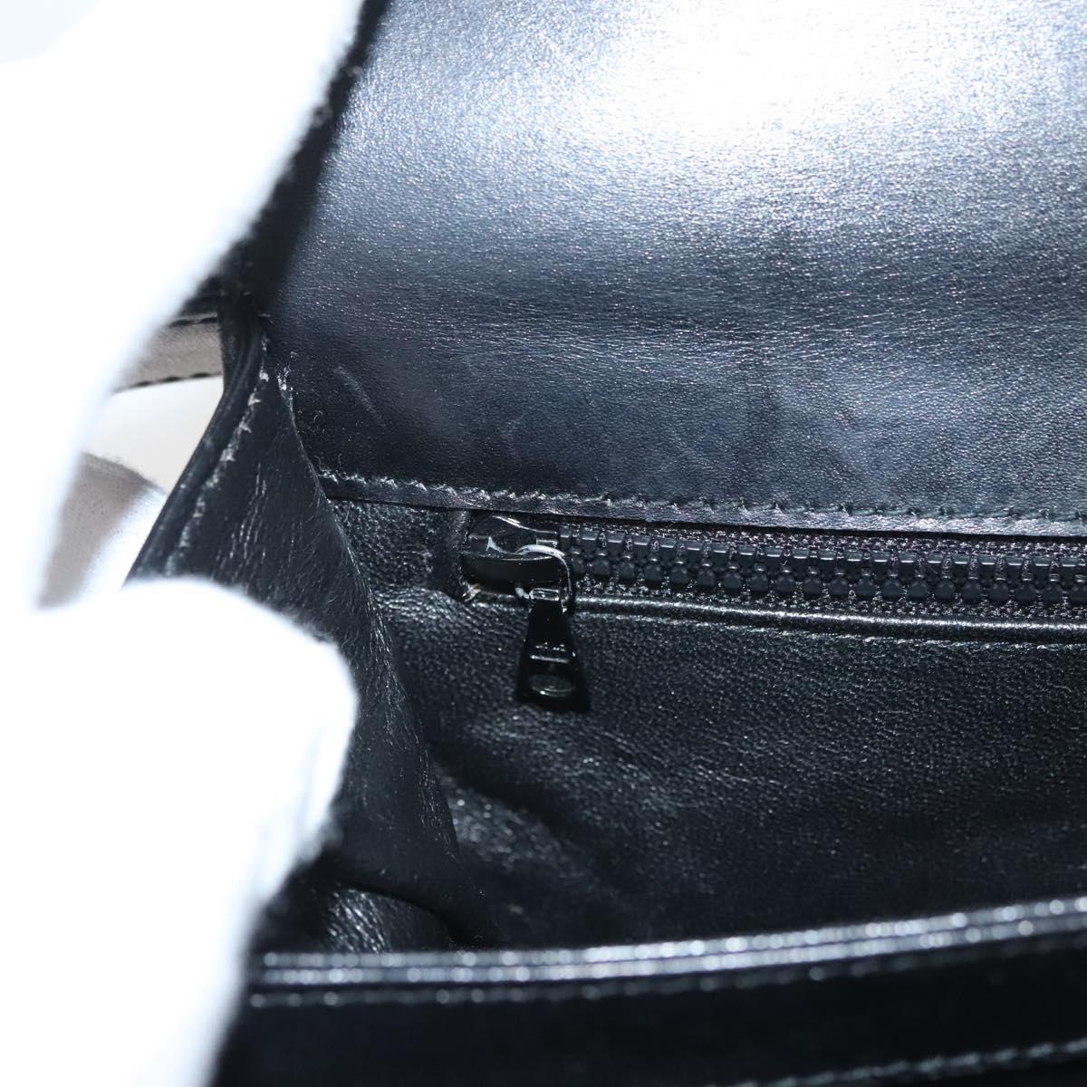 BALLY Shoulder Bag Leather Black Gold Auth BA2748