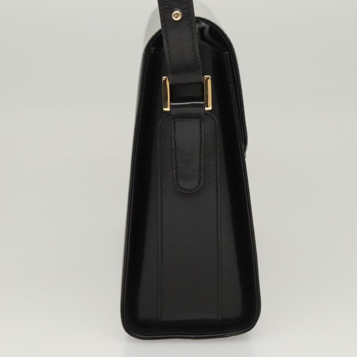 BALLY Shoulder Bag Leather Black Gold Auth BA2748