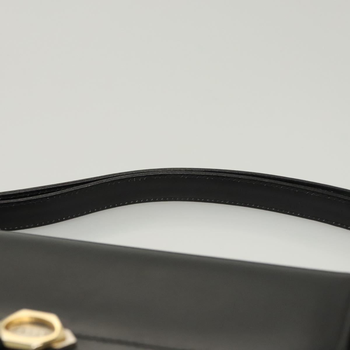 BALLY Shoulder Bag Leather Black Gold Auth BA2748